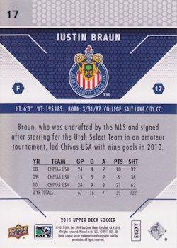 2011 Upper Deck MLS #17 Justin Braun Back