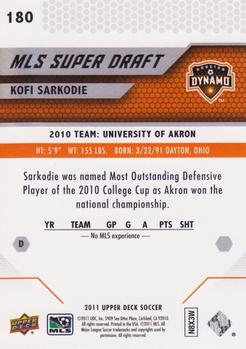 2011 Upper Deck MLS #180 Kofi Sarkodie Back