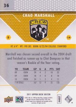 2011 Upper Deck MLS #36 Chad Marshall Back