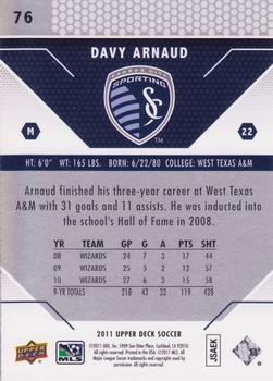2011 Upper Deck MLS #76 Davy Arnaud Back