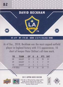 2011 Upper Deck MLS #82 David Beckham Back
