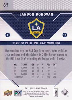 2011 Upper Deck MLS #85 Landon Donovan Back