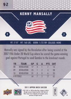 2011 Upper Deck MLS #92 Kenny Mansally Back