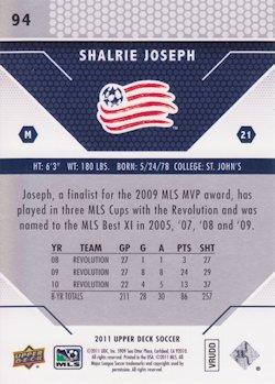 2011 Upper Deck MLS #94 Shalrie Joseph Back