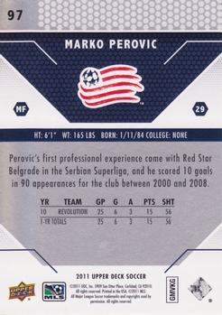2011 Upper Deck MLS #97 Marko Perovic Back