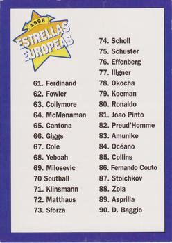 1996 Panini Estrellas Europeas #120 Indice: 61-120 Front
