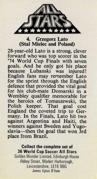 1978 Golden Wonder World Cup All Stars #4 Grzegorz Lato Back