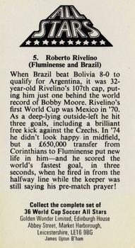 1978 Golden Wonder World Cup All Stars #5 Roberto Rivelino Back