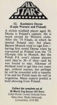 1978 Golden Wonder World Cup All Stars #12 Kaz Deyna Back