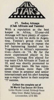 1978 Golden Wonder World Cup All Stars #17 Sadok Attouga Back