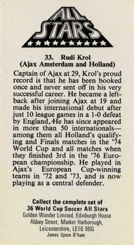 1978 Golden Wonder World Cup All Stars #33 Ruud Krol Back