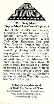1978 Golden Wonder World Cup All Stars #32 Sepp Maier Back