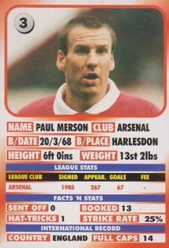 1995-96 LCD Publishing Premier Strikers #3 Paul Merson Back