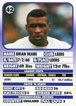 1995-96 LCD Publishing Premier Strikers #42 Brian Deane Back