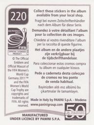 2011 Panini FIFA Women's World Cup Stickers #220 Kelis Johana Peduzine Back