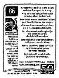 2011 Panini FIFA Women's World Cup Stickers #86 Celine Deville Back
