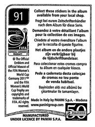 2011 Panini FIFA Women's World Cup Stickers #91 Laure Lapailleur Back