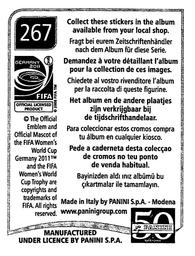 2011 Panini FIFA Women's World Cup Stickers #267 Fabiana Back
