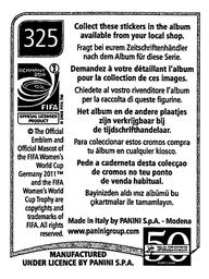 2011 Panini FIFA Women's World Cup Stickers #325 Jade Boho Back