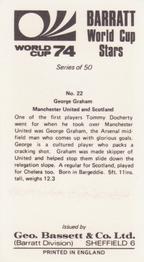 1974 Barratt World Cup Stars #22 George Graham Back