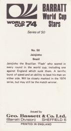 1974 Barratt World Cup Stars #50 Jairzinho Back