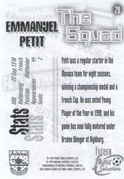 1999 Futera Arsenal Fans' Selection #20 Emmanuel Petit Back