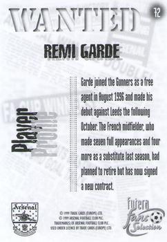 1999 Futera Arsenal Fans' Selection #72 Remi Garde Back