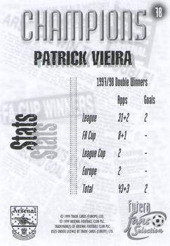 1999 Futera Arsenal Fans' Selection #78 Patrick Vieira Back