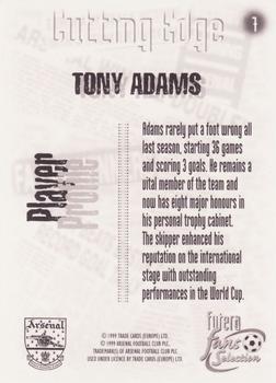 1999 Futera Arsenal Fans' Selection #7 Tony Adams Back