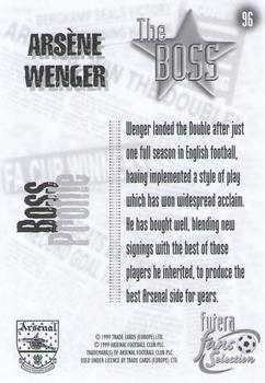 1999 Futera Arsenal Fans' Selection #96 Arsene Wenger Back