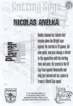 1999 Futera Arsenal Fans' Selection - Cutting Edge Embossed #CE8 Nicolas Anelka Back