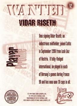 1999 Futera Celtic Fans' Selection #72 Vidar Riseth Back