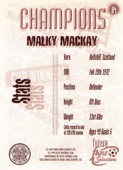 1999 Futera Celtic Fans' Selection #84 Malky Mackay Back
