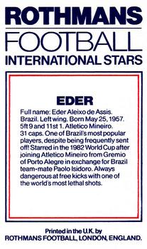 1984 Rothmans Football International Stars #NNO Eder Back