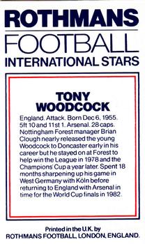 1984 Rothmans Football International Stars #NNO Tony Woodcock Back
