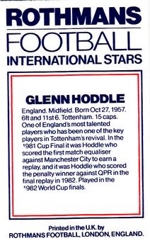 1984 Rothmans Football International Stars #NNO Glenn Hoddle Back
