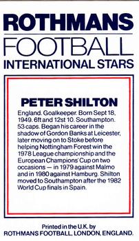 1984 Rothmans Football International Stars #NNO Peter Shilton Back