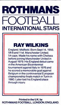 1984 Rothmans Football International Stars #NNO Ray Wilkins Back