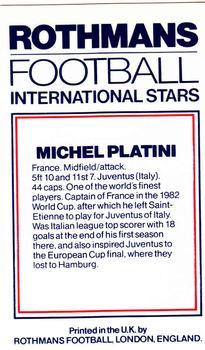 1984 Rothmans Football International Stars #NNO Michel Platini Back