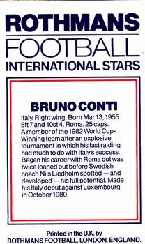 1984 Rothmans Football International Stars #NNO Bruno Conti Back