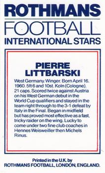 1984 Rothmans Football International Stars #NNO Pierre Littbarski Back