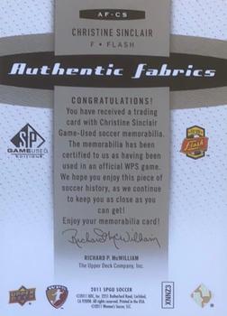 2011 SP Game Used - Authentic Fabrics #AF-CS Christine Sinclair Back