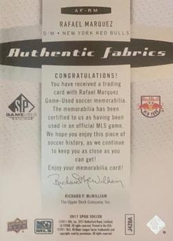 2011 SP Game Used - Authentic Fabrics #AF-RM Rafael Marquez Back