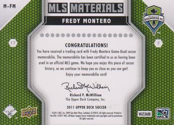 2011 Upper Deck MLS - MLS Materials #M-FM Fredy Montero Back
