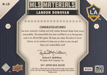2011 Upper Deck MLS - MLS Materials #M-LD Landon Donovan Back