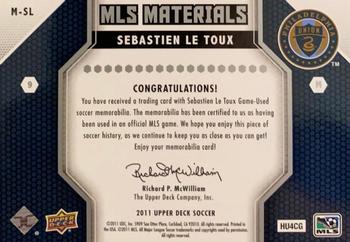 2011 Upper Deck MLS - MLS Materials #M-SL Sebastien Le Toux Back