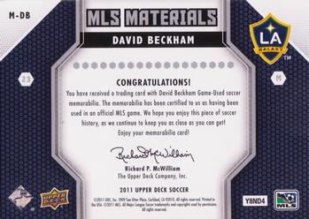 2011 Upper Deck MLS - MLS Materials #M-DB David Beckham Back