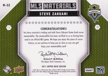 2011 Upper Deck MLS - MLS Materials #M-SZ Steve Zakuani Back