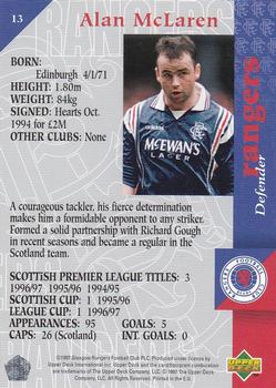 1998 Upper Deck Rangers #13 Alan McLaren Back