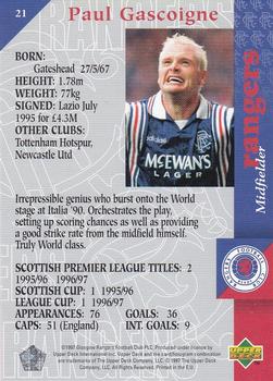 1998 Upper Deck Rangers #21 Paul Gascoigne Back